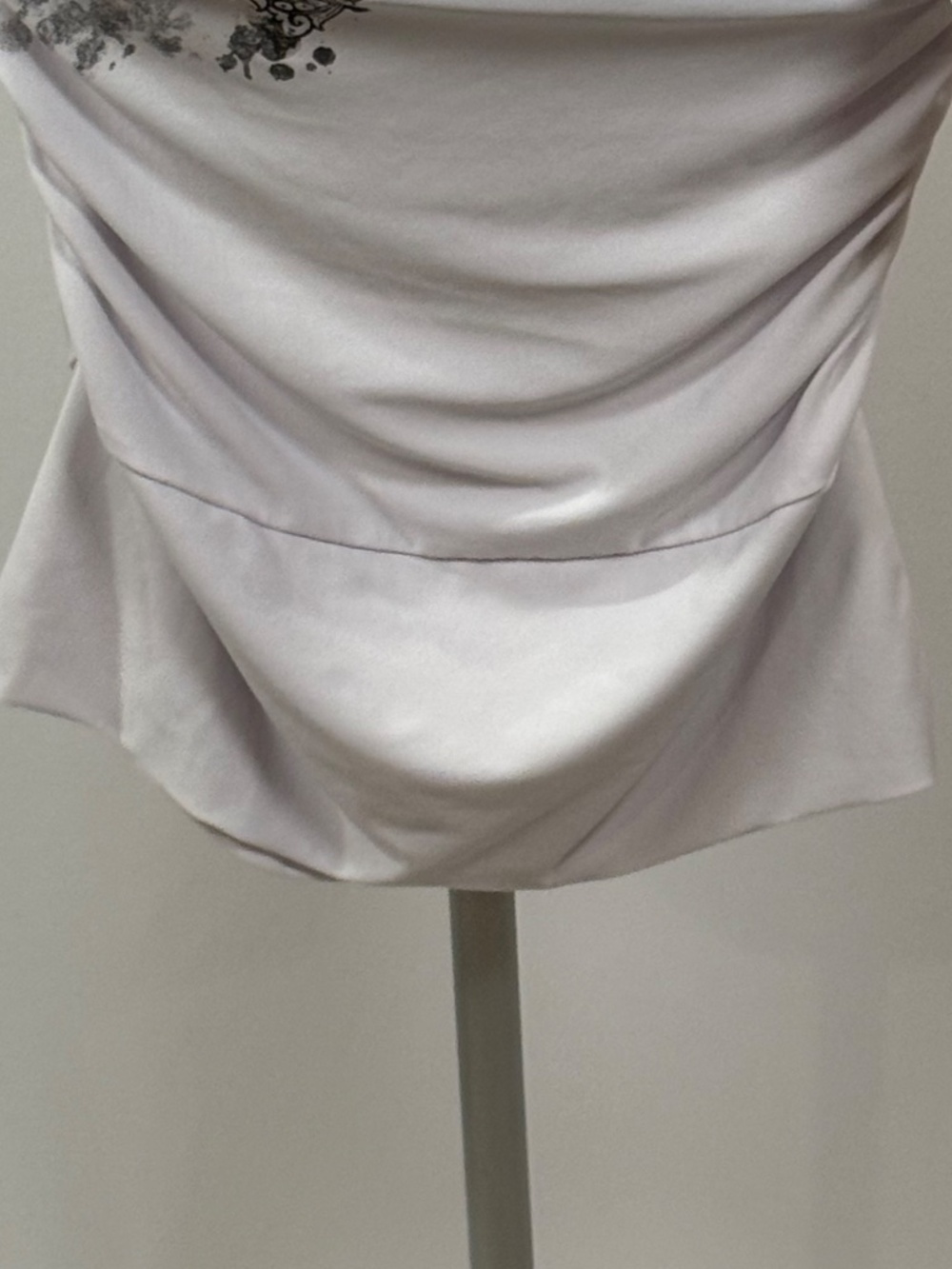 DeMore White One Shoulder Ruched Rhinestone Dress M - Picture 8 of 13